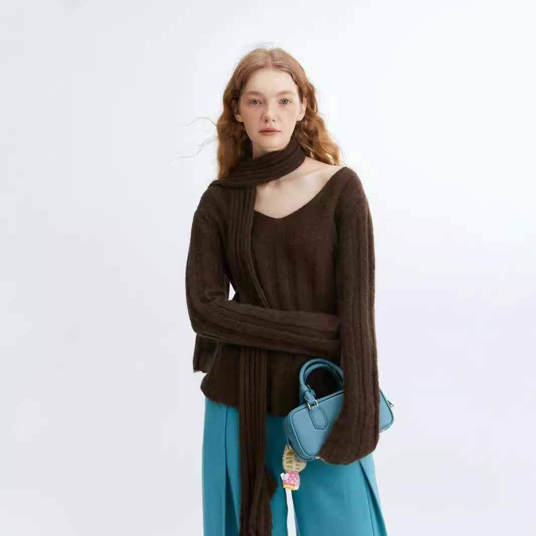 Simple All-match Slimming Bedford Cord Sweater