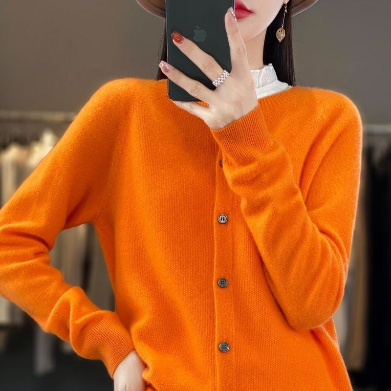 Fashion Merino Wool Cardigan Sweater Women