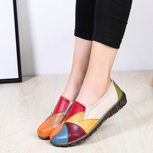 Colorblock Retro Flat Heel Shoes