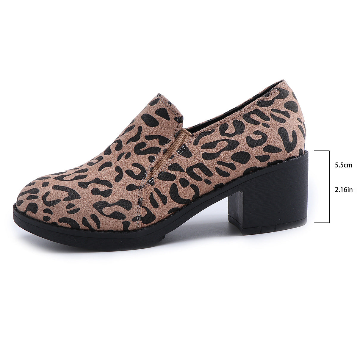 Women's Fashion Leopard Print Chunky Heel Shoes