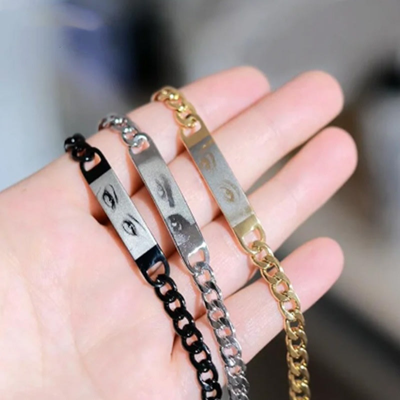 DIY Laser Engraved Stainless Steel Couple Bracelet Bracelet Jewelry