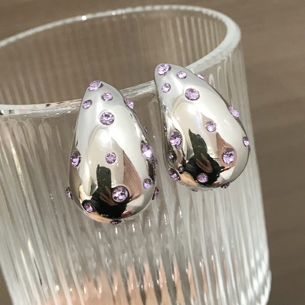 Hollow Water Drop Earrings Color Zirconium