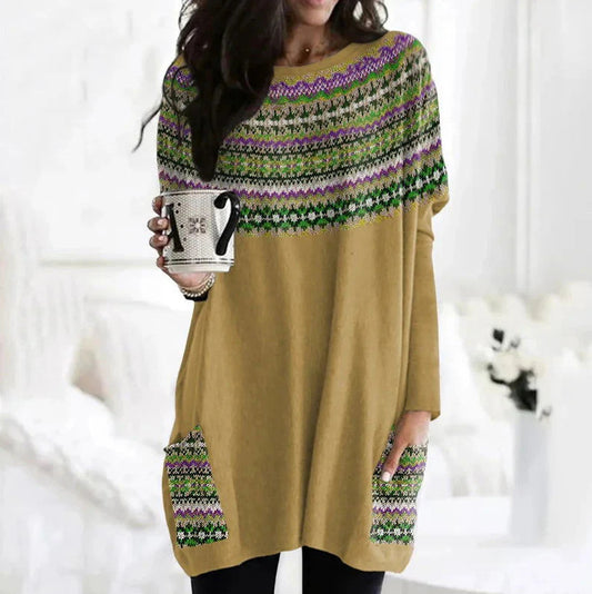 Printed Casual Round Neck Long Sleeve Women