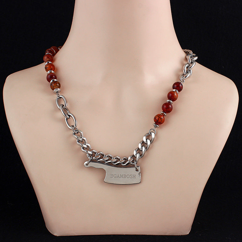 Natural Agate Beads Necklace Stitching Combination Clavicle Chain