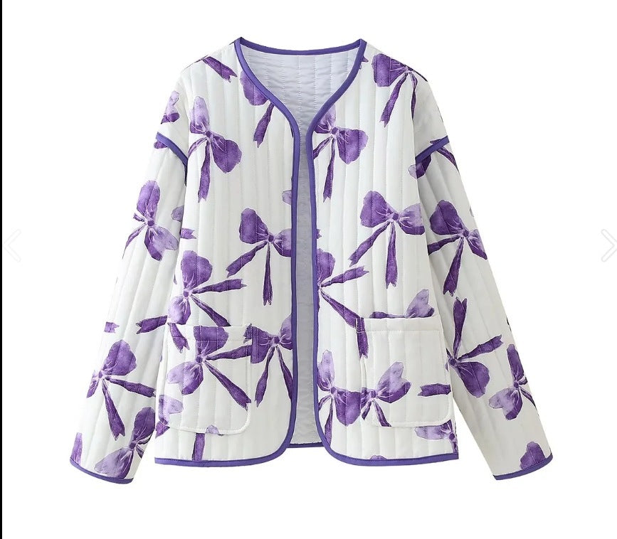 Women's Medium Purple Flower Coat