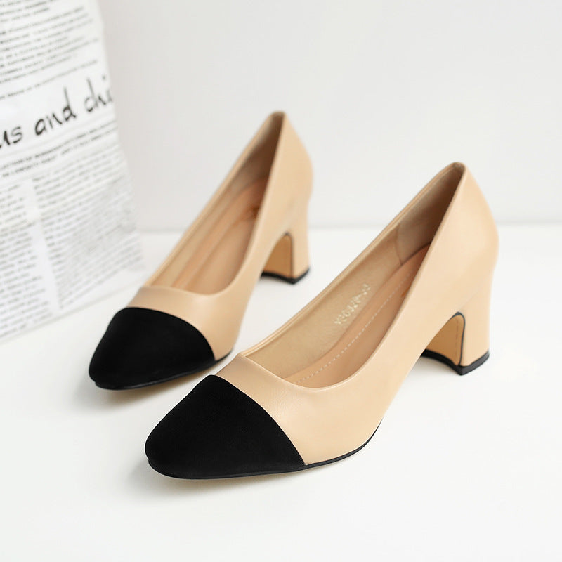 Women's High Heel Color Block Chunky Heel Shoes