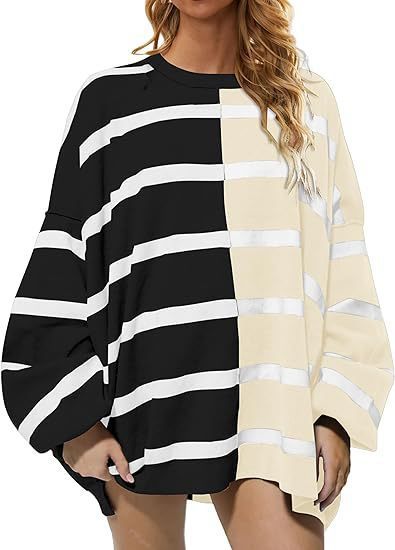 Striped Knitted Long-sleeved Sweater For Women