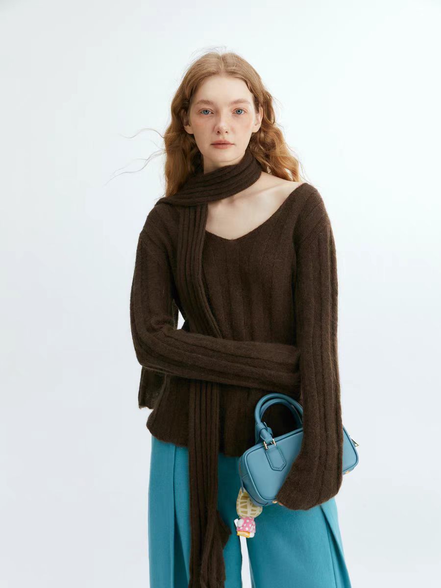 Simple All-match Slimming Bedford Cord Sweater