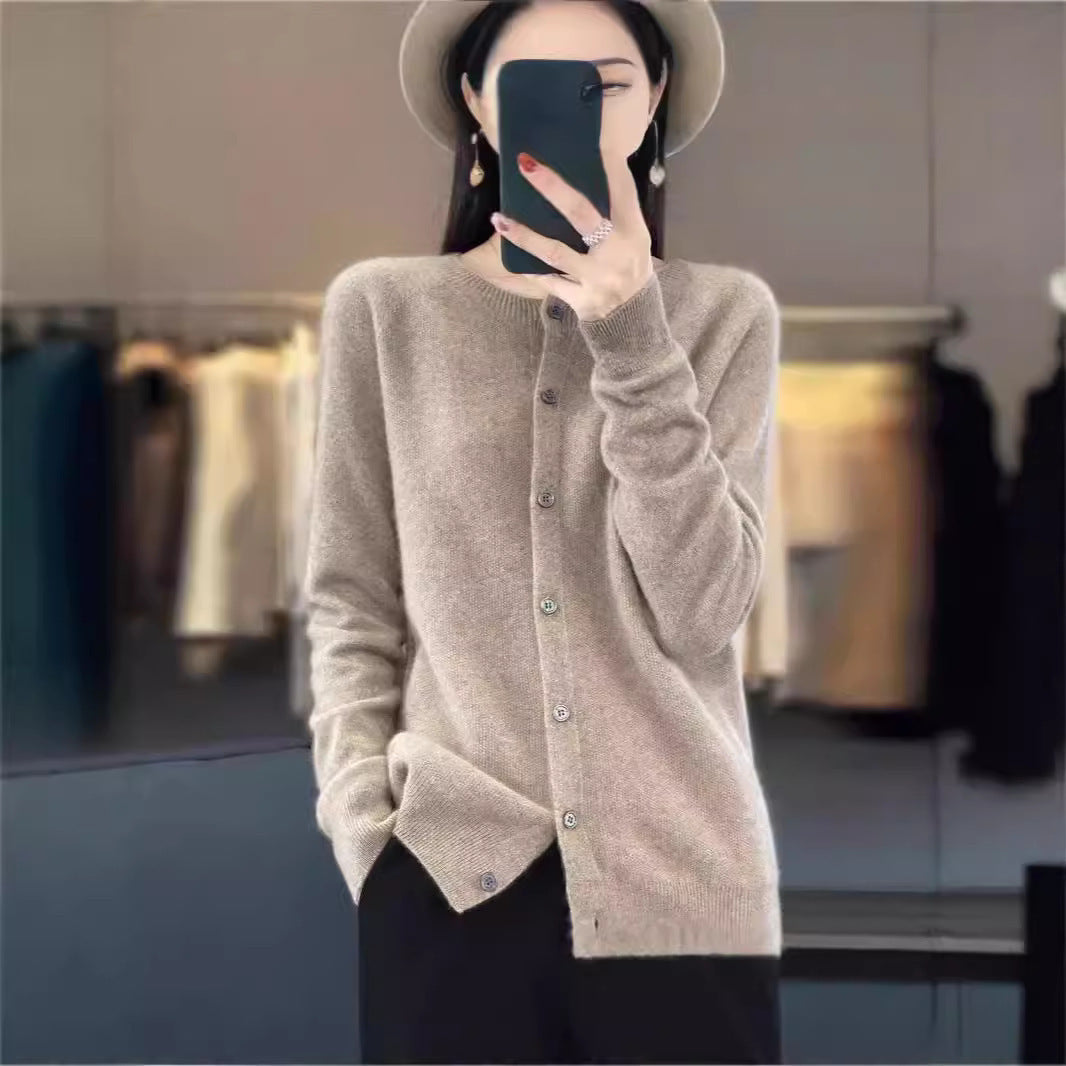 Fashion Merino Wool Cardigan Sweater Women