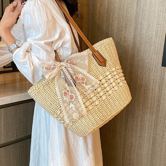 Fashion Women's Bag Weaving Hollow Shoulder Tote Bag