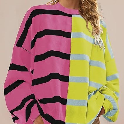 Striped Knitted Long-sleeved Sweater For Women