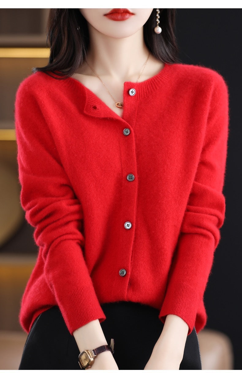 Fashion Merino Wool Cardigan Sweater Women