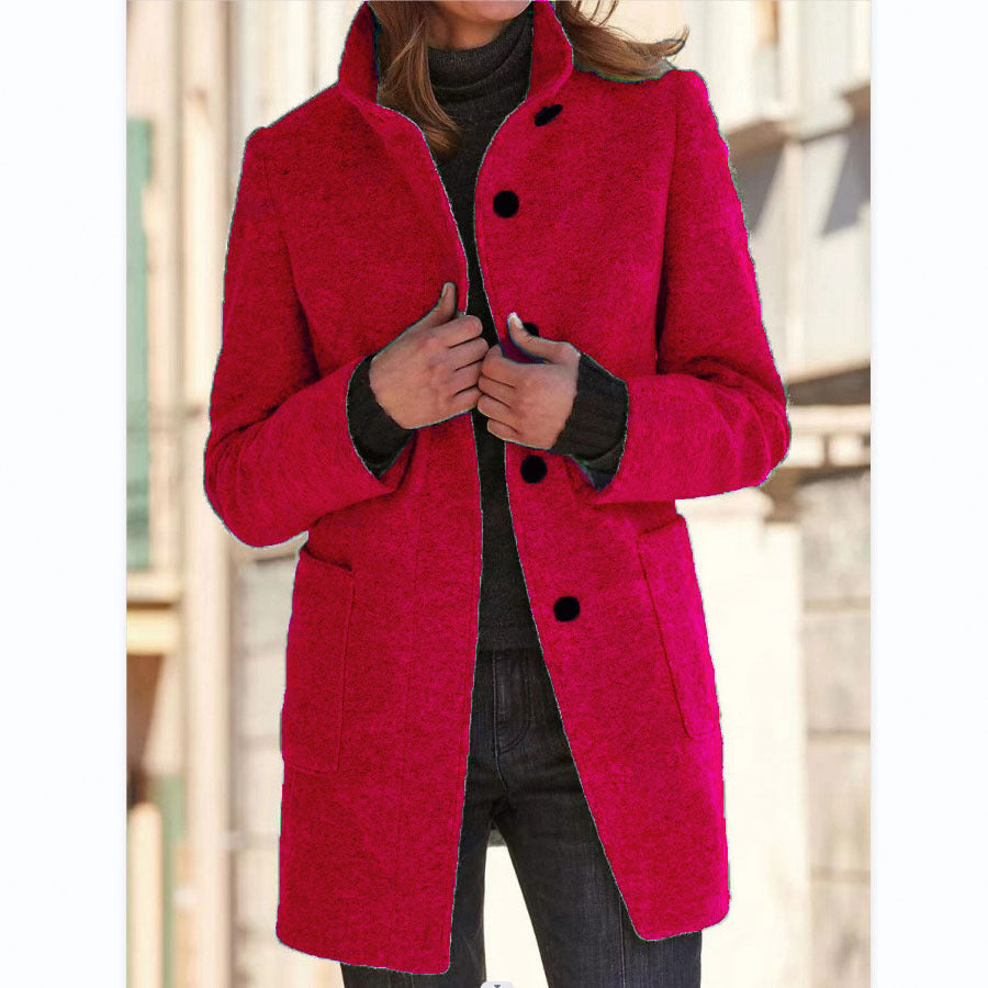 Fashion Stand Collar Woolen Coat for women