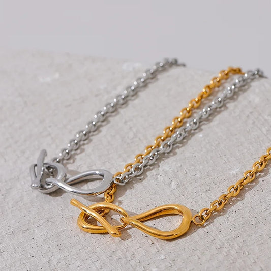 Stainless Steel Lover Knot Necklace Simple Electroplating