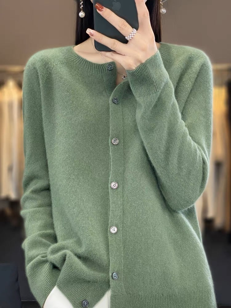 Fashion Merino Wool Cardigan Sweater Women