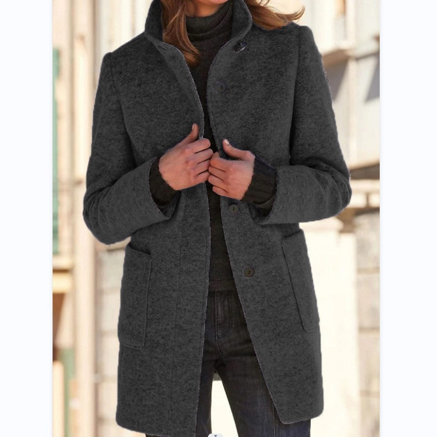 Fashion Stand Collar Woolen Coat for women