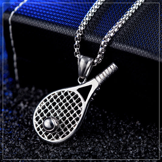 Stainless Steel Ornament Tennis Rackets Pendant Necklace