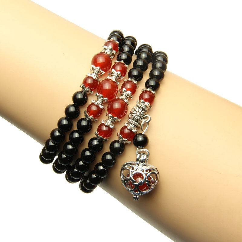 Black Glass 108 Beads Bracelet Ethnic Style