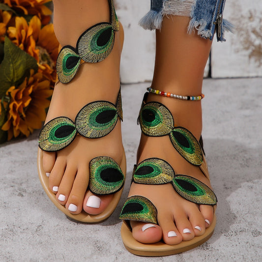 Slippers ((Peacock Eye Hair Beach Slippers Women