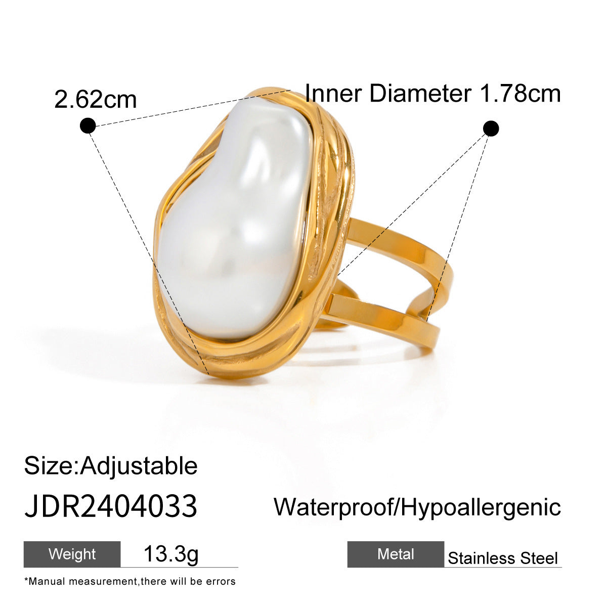 Steel Baroque Pearl Ring