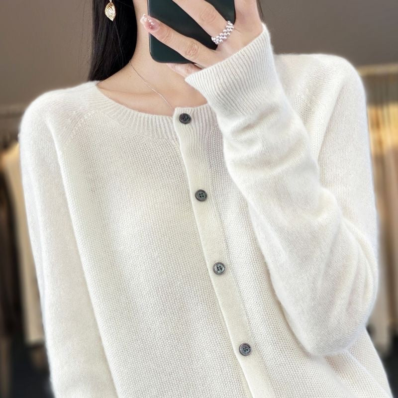 Fashion Merino Wool Cardigan Sweater Women